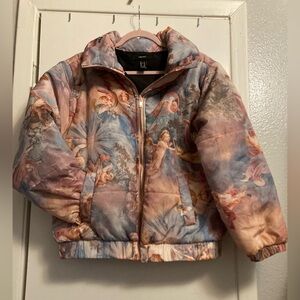 Forever 21 Women Angelic Print Puffer Jacket